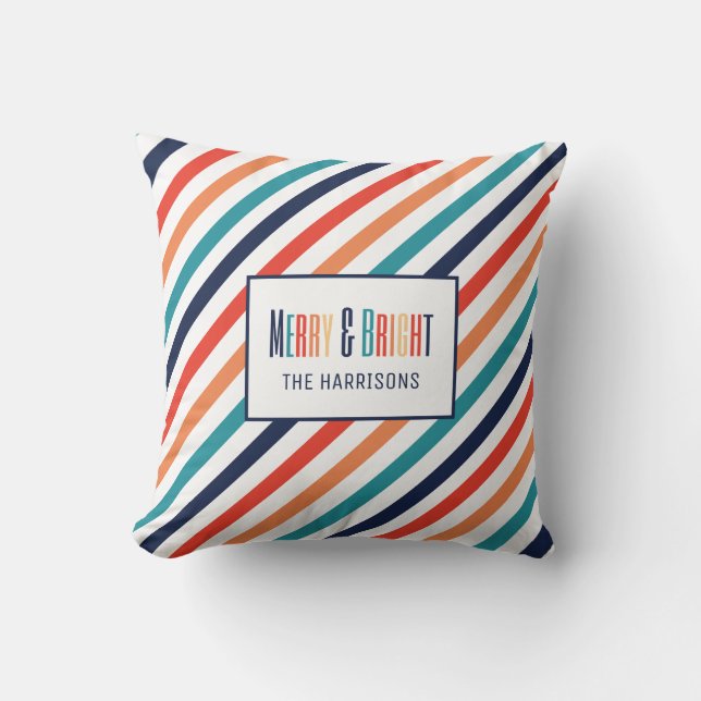 Aesthetic Retro Stripes Colourful Lines Christmas  Cushion (Front)