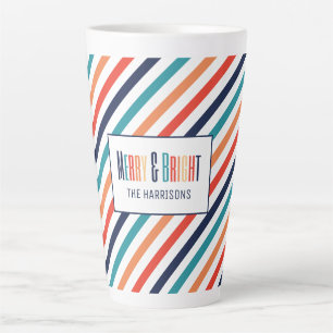 Aesthetic Retro Stripes Colourful Lines Christmas  Latte Mug