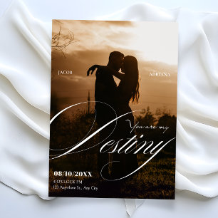 Aesthetic romantic elegant simple photo wedding invitation