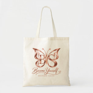Aesthetic Rose Gold Butterfly Canvas Tote Bag   Mi