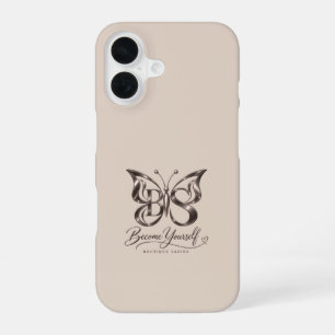 Aesthetic Rose Gold Butterfly Toasted Almond iPhone 16 Case