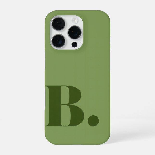 Aesthetic Sage Green Minimalist Initial Letter B iPhone Case (Back)