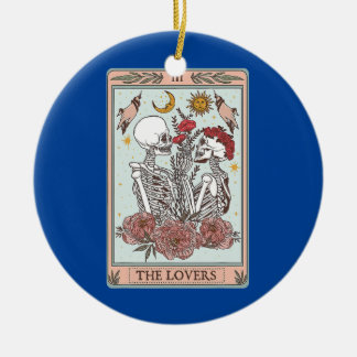 Aesthetic Skeleton The Lovers Tarot Card Reading Ceramic Ornament