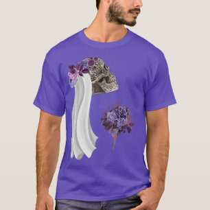 Aesthetic Skull with Flowers in Soft Grunge, Gothi T-Shirt