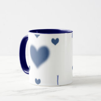 Aesthetic Soft Blue Blurred Heart Pattern Two-Tone Mug