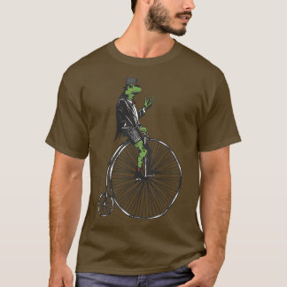 Aesthetic Steampunk Frog High Wheel Bike T-Shirt