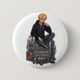 Aesthetic Streetwear Boy - Cool Anime 6 Cm Round Badge