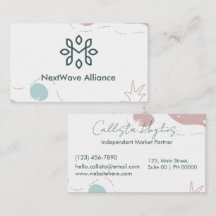 Aesthetic Stylish Professonal Blue Pink Boho Clean Business Card