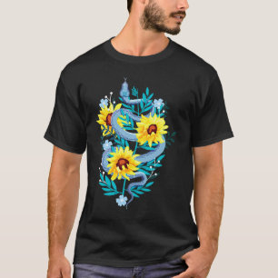 Aesthetic Sunflower Blue Snake Binding Flower T-Shirt