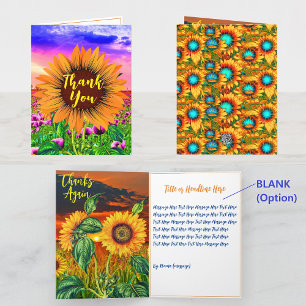 Aesthetic Sunflowers (Groovy Thanks Messages) Boho Thank You Card