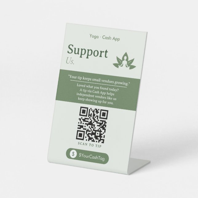 Aesthetic Support Us QR Code Sign | Cash App Tips  (Front)