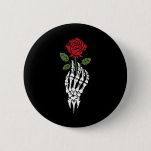 Aesthetic Tattoo Red Rose Skeleton Flower For Kids 6 Cm Round Badge