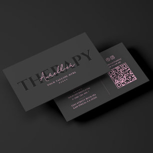 Aesthetic Therapist Pink Black Therapy Business Card