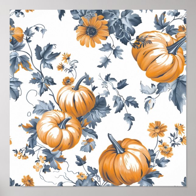 Aesthetic Tiled Pumpkin Pattern Poster (Front)
