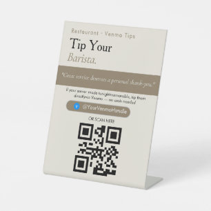 Aesthetic Tip Your Barista QR Code Sign Venmo