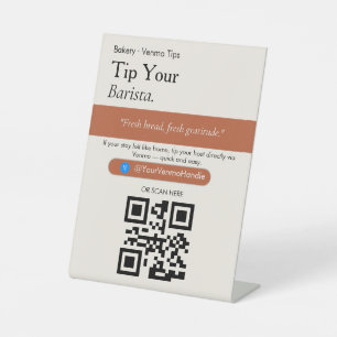 Aesthetic Tip Your Barista QR Code Sign   Venmo