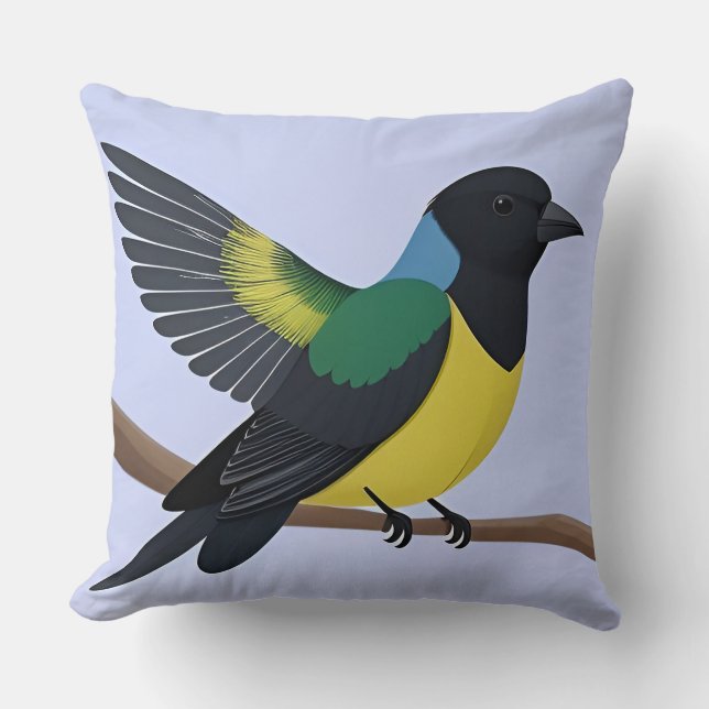 Aesthetic Tropical Bird Design – Vibrant Modern Cushion (Front)
