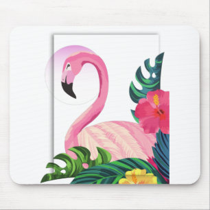 aesthetic tropical flamingo mouse pad