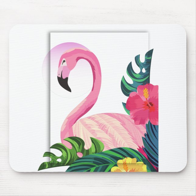 aesthetic tropical flamingo mouse pad (Front)