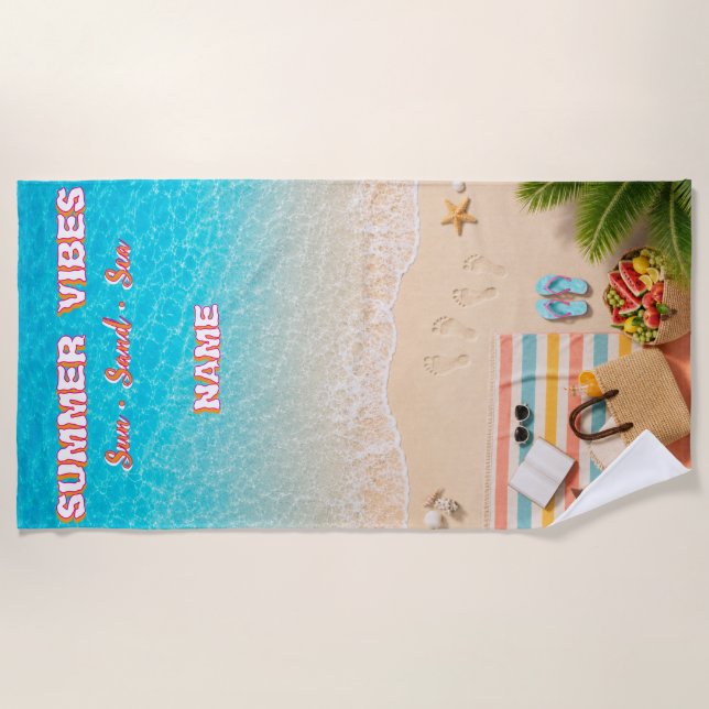 Aesthetic Turquoise Beach Summer Towel (Front)