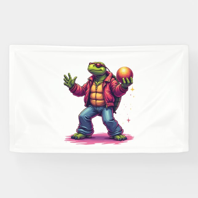 Aesthetic Turtle Disco T-Shirt Banner (Horizontal)