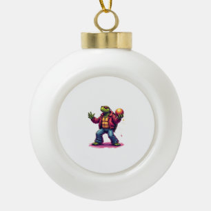 Aesthetic Turtle Disco T-Shirt Ceramic Ball Christmas Ornament