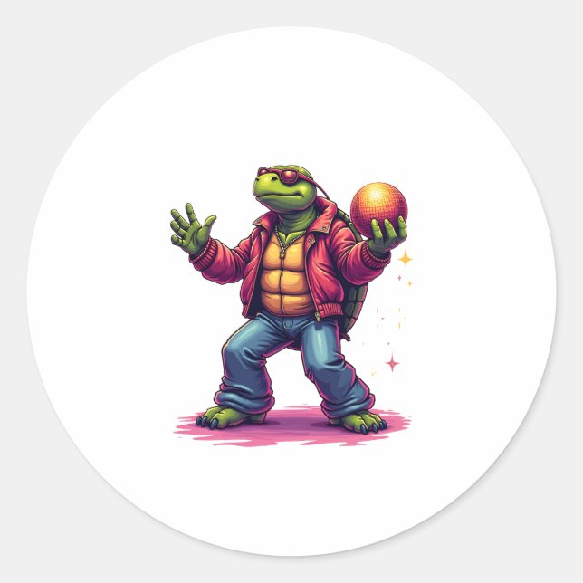 Aesthetic Turtle Disco T-Shirt Classic Round Sticker (Front)