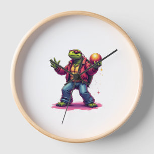 Aesthetic Turtle Disco T-Shirt Clock