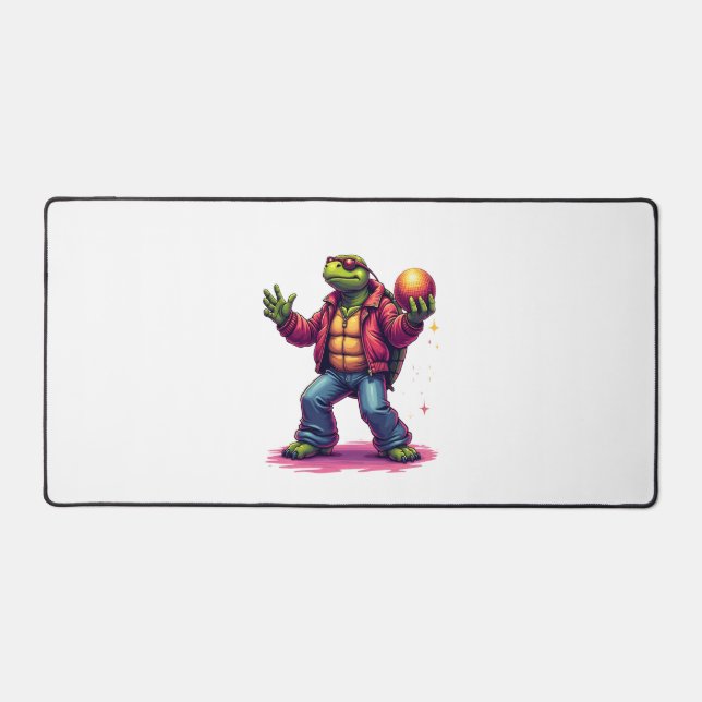 Aesthetic Turtle Disco T-Shirt Desk Mat (Front)