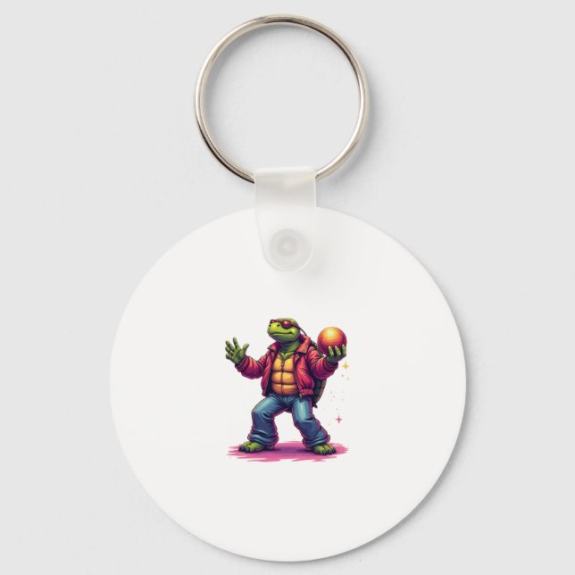 Aesthetic Turtle Disco T-Shirt Key Ring (Front)
