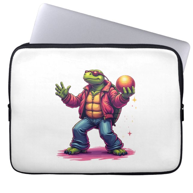 Aesthetic Turtle Disco T-Shirt Laptop Sleeve (Front)