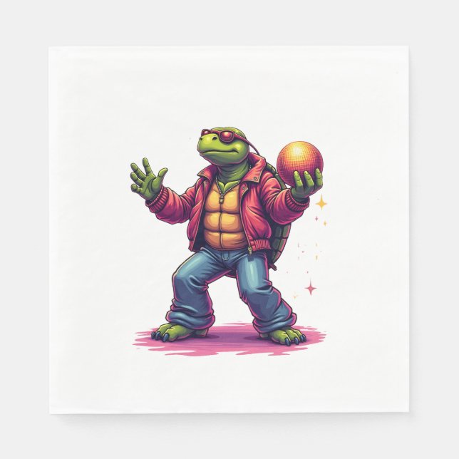 Aesthetic Turtle Disco T-Shirt Napkin (Front)