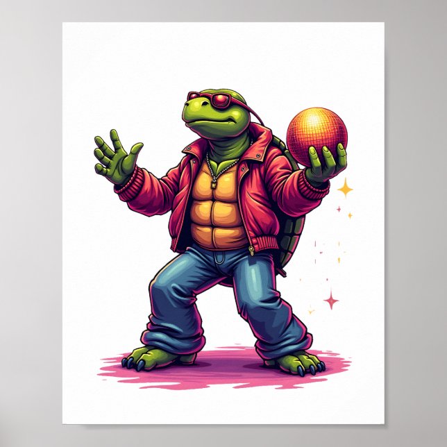 Aesthetic Turtle Disco T-Shirt Poster (Front)