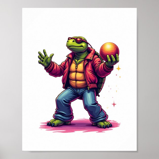 Aesthetic Turtle Disco T-Shirt Poster (Front)
