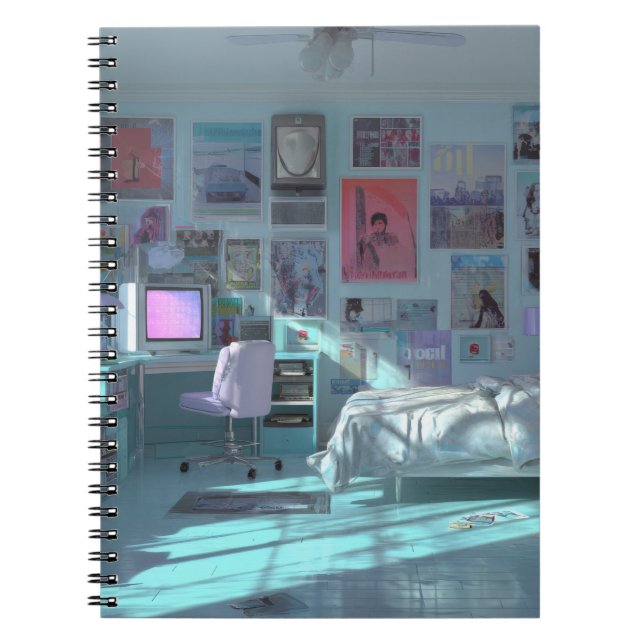 Aesthetic Vaporwave Bedroom Glow Notebook (Front)