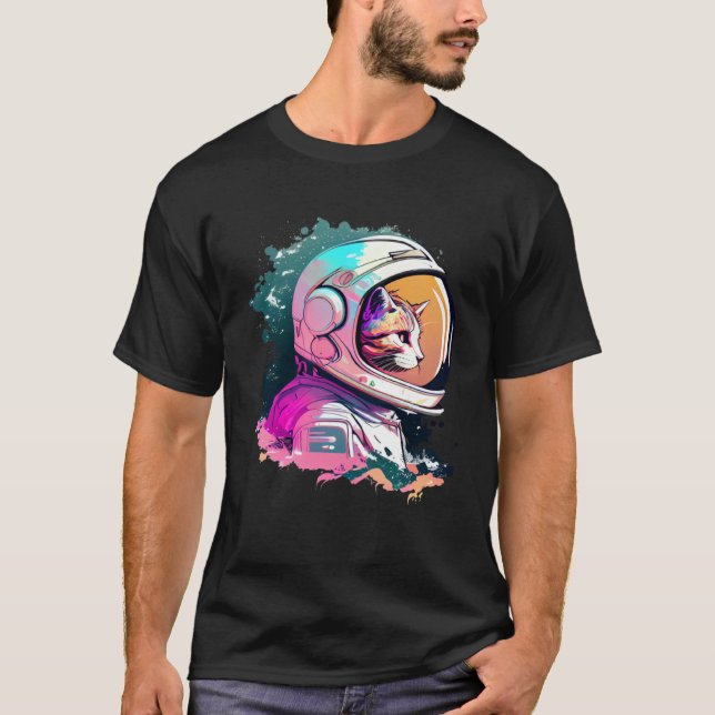 Aesthetic Vaporwave Space Cat 80s 90s Astronaut  1 T-Shirt (Front)