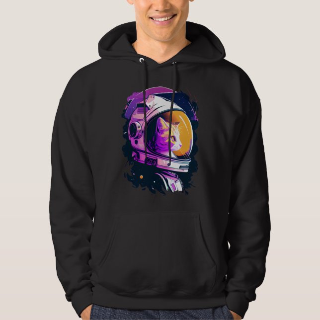 Aesthetic Vaporwave Space Cat 80s 90s Astronaut  4 Hoodie (Front)