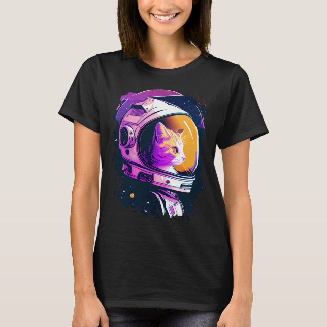 Aesthetic Vaporwave Space Cat 80s 90s Astronaut  4 T-Shirt (Front)