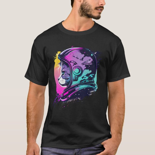 Aesthetic Vaporwave Space Cat 80s 90s Astronaut  5 T-Shirt (Front)