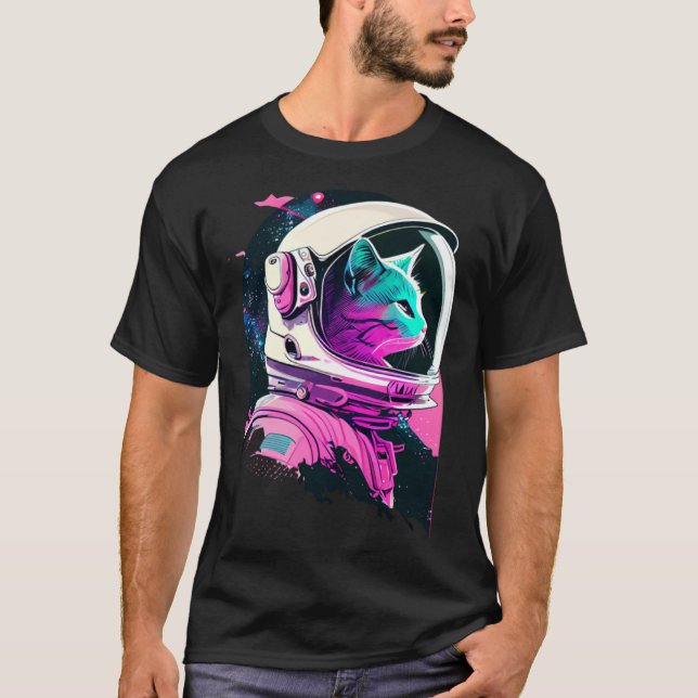 Aesthetic Vaporwave Space Cat 80s 90s Astronaut  9 T-Shirt (Front)