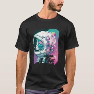 Aesthetic Vaporwave Space Cat 80s 90s Astronaut Pu T-Shirt