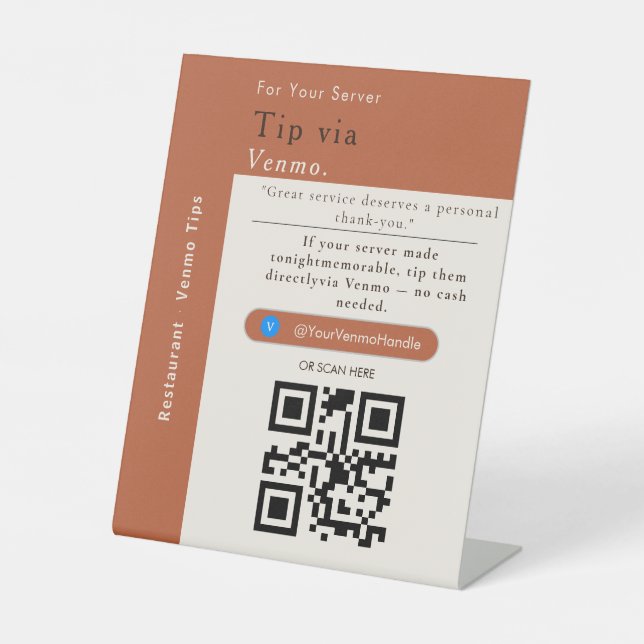 Aesthetic Venmo Tips QR Code Sign | Venmo Tips  (Front)