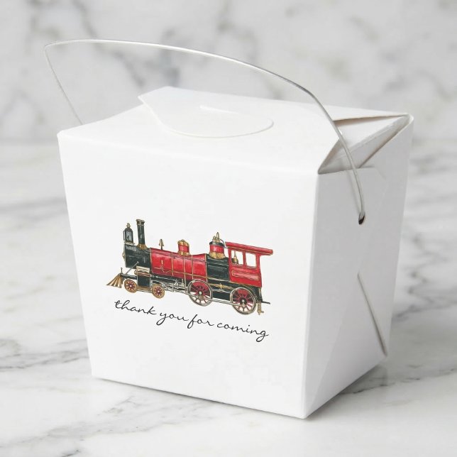 Aesthetic Vintage Train Favour Box (Thank You For Coming Red Train Take Out Favor Box)