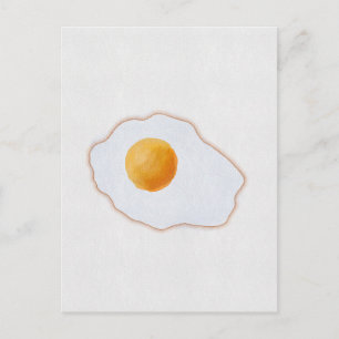 Aesthetic Watercolor Fried Egg Minimalist Art Prin Holiday Postcard