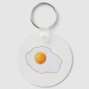 Aesthetic Watercolor Fried Egg Minimalist Art Prin Key Ring