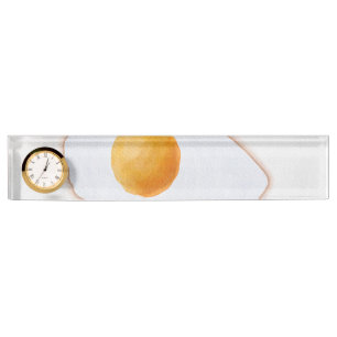 Aesthetic Watercolor Fried Egg Minimalist Art Prin Nameplate