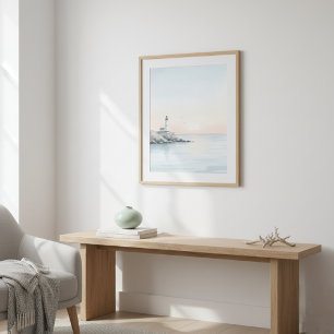 Aesthetic Watercolor Lighthouse Art Poster