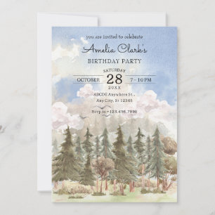 Aesthetic watercolor nature landscape  invitation