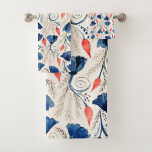 Aesthetic Watercolor Patriotic Wildflowers Bath Towel Set