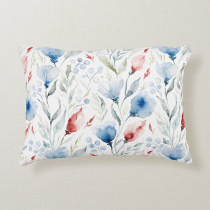 Aesthetic Watercolor Patriotic Wildflowers Decorative Cushion